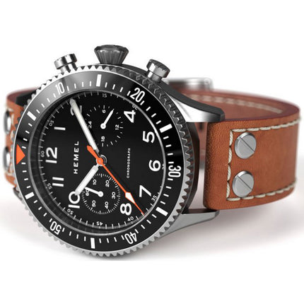 Orologio da uomo Hemel HFT20 cronografo con lunetta in ceramica nero opaco quadrante Super-LumiNova al quarzo HF3 100M da uomo