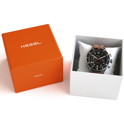 Orologio da uomo Hemel HFT20 cronografo con lunetta in ceramica nero opaco quadrante Super-LumiNova al quarzo HF3 100M da uomo