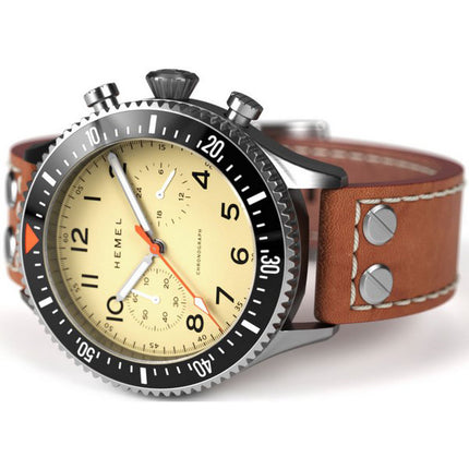 Hemel HFT20 cronografo lunetta in ceramica bianco avorio con quadrante Super-LumiNova al quarzo HF3IV 100M orologio da uomo