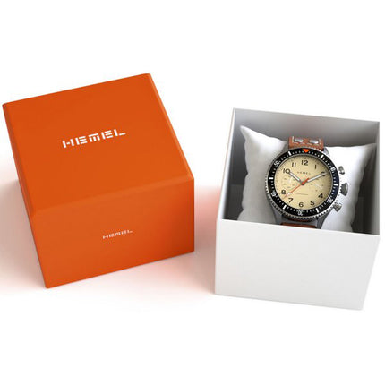 Hemel HFT20 cronografo lunetta in ceramica bianco avorio con quadrante Super-LumiNova al quarzo HF3IV 100M orologio da uomo