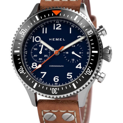 Hemel HFT20 cronografo lunetta in ceramica blu navy con quadrante Super-LumiNova al quarzo HF3NA 100M orologio da uomo