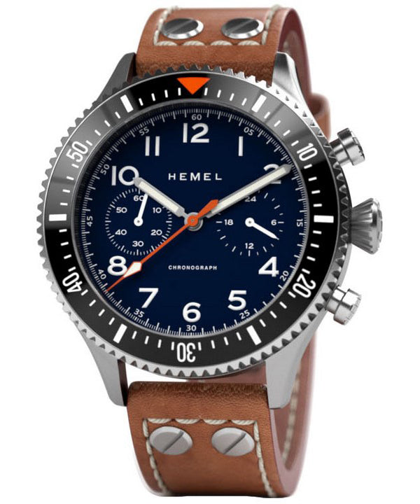 Hemel HFT20 cronografo lunetta in ceramica blu navy con quadrante Super-LumiNova al quarzo HF3NA 100M orologio da uomo