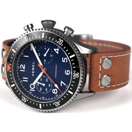 Hemel HFT20 cronografo lunetta in ceramica blu navy con quadrante Super-LumiNova al quarzo HF3NA 100M orologio da uomo