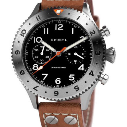 Hemel HFT20 Chronograph GMT Bezel nero opaco con quadrante Super-LumiNova Quartz HF4 100M Orologio da uomo