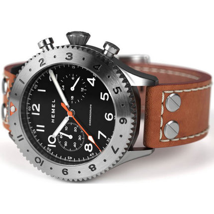 Hemel HFT20 Chronograph GMT Bezel nero opaco con quadrante Super-LumiNova Quartz HF4 100M Orologio da uomo
