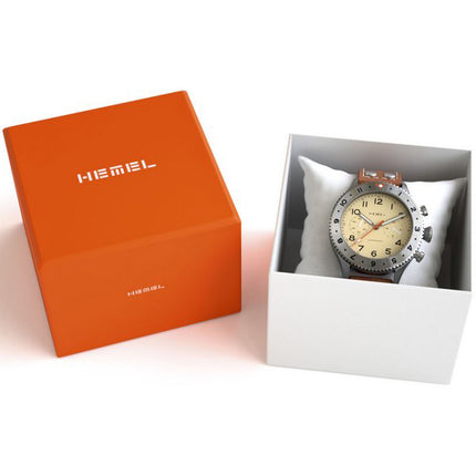 Hemel HFT20 cronografo GMT lunetta avorio con quadrante Super-LumiNova al quarzo HF4IV 100M orologio da uomo