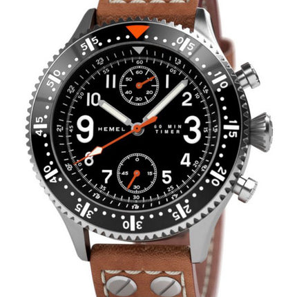 Hemel Brabant Chronograph nero opaco con quadrante Super-LumiNova Quartz HF5 100M orologio da uomo