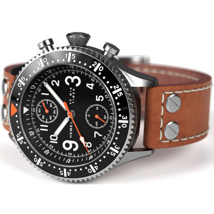 Hemel Brabant Chronograph nero opaco con quadrante Super-LumiNova Quartz HF5 100M orologio da uomo