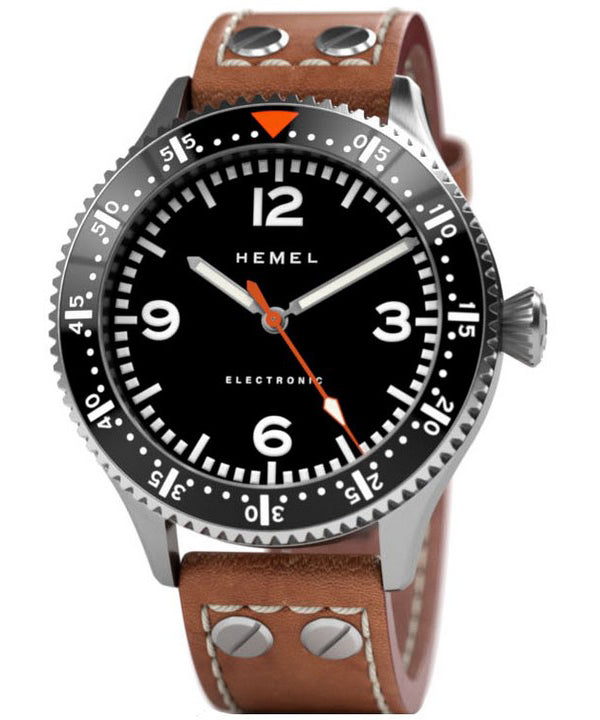 Orologio da uomo Hemel Stratus nero opaco con quadrante Super-LumiNova Quartz HF6 100M da uomo