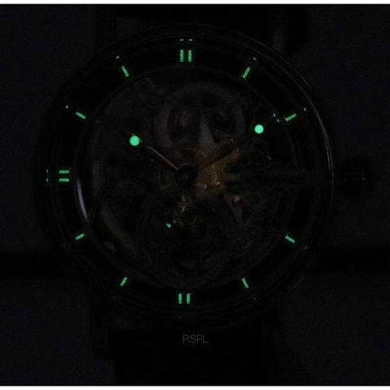 Orologio da uomo automatico I00402B con quadrante scheletrato argentato con cinturino in pelle Herald Ingersoll