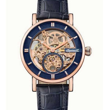 Orologio da uomo Ingersoll The Herald con cinturino in pelle blu quadrante scheletrato automatico I00407B