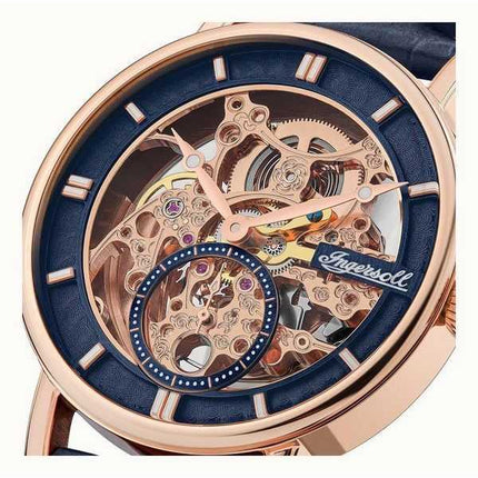 Orologio da uomo Ingersoll The Herald con cinturino in pelle blu quadrante scheletrato automatico I00407B