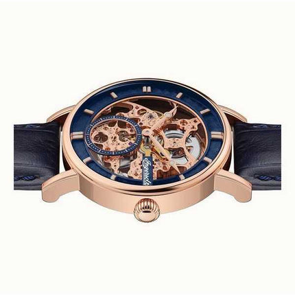 Orologio da uomo Ingersoll The Herald con cinturino in pelle blu quadrante scheletrato automatico I00407B