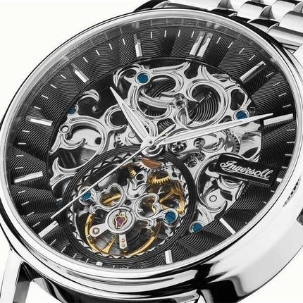 Orologio da uomo Ingersoll The Charles in acciaio inossidabile con quadrante scheletrato nero automatico I05804B
