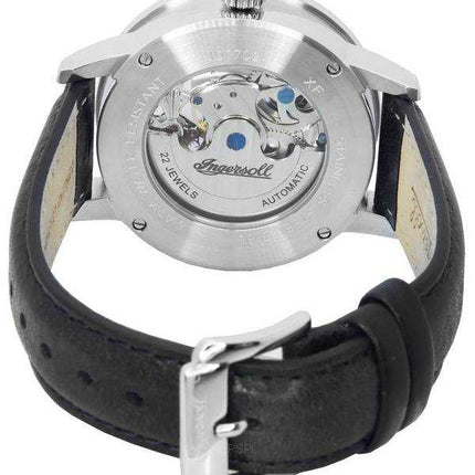 Ingersoll The Jazz Sun and Moon Phase cinturino in pelle scheletro quadrante argento automatico I07701 orologio da uomo