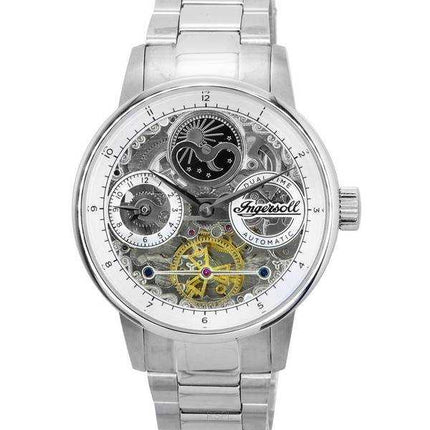 Ingersoll The Jazz Sun and Moon Phase Orologio da uomo automatico I07703 in acciaio inossidabile con scheletro in acciaio inossi