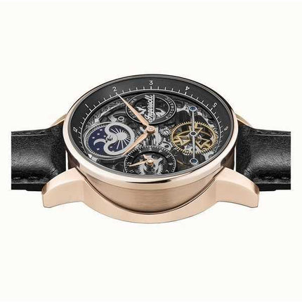 Orologio da uomo Ingersoll The Jazz Moon Phase cinturino in pelle quadrante scheletrato nero automatico I07705