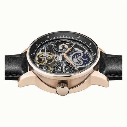 Orologio da uomo Ingersoll The Jazz Moon Phase cinturino in pelle quadrante scheletrato nero automatico I07705