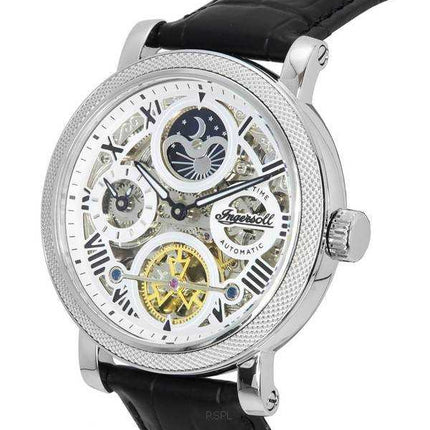 Ingersoll The Row Orologio da uomo automatico I12401 con cinturino in pelle con cinturino in pelle con sole e fasi lunari