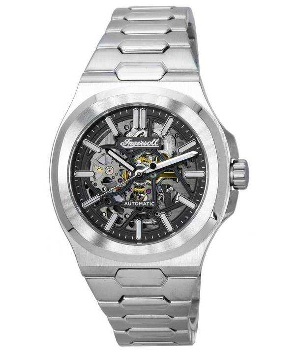 Ingersoll l'orologio da uomo automatico I12501 con quadrante nero scheletro in acciaio inossidabile Catalina