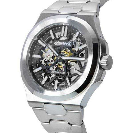 Ingersoll l'orologio da uomo automatico I12501 con quadrante nero scheletro in acciaio inossidabile Catalina