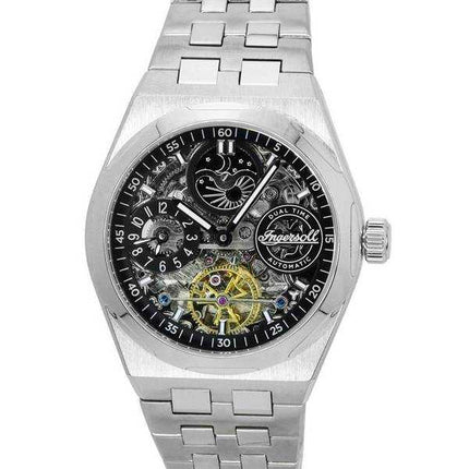 Orologio da uomo automatico I12901 con quadrante nero scheletro Ingersoll The Broadway Dual Time