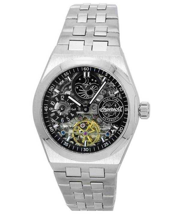 Orologio da uomo automatico I12901 con quadrante nero scheletro Ingersoll The Broadway Dual Time
