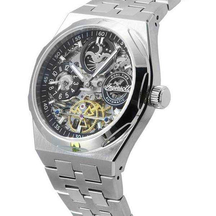 Orologio da uomo automatico I12901 con quadrante nero scheletro Ingersoll The Broadway Dual Time