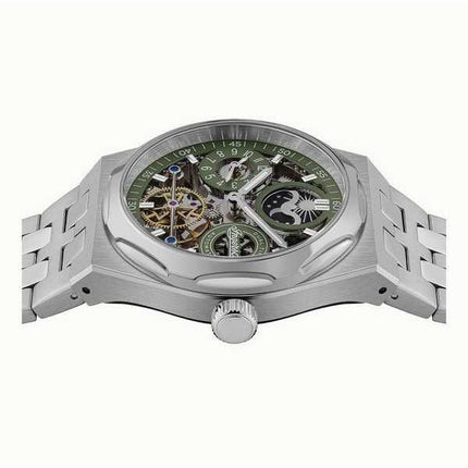 Orologio da uomo Ingersoll The Broadway Dual Time verde con quadrante scheletrato automatico I12905