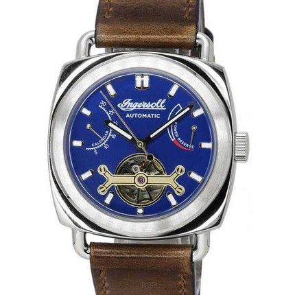 Orologio da uomo automatico I13001 con quadrante blu a cuore aperto con cinturino in pelle Ingersoll The Nashville