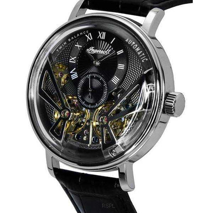 Orologio da uomo automatico I13103 con quadrante scheletrato grigio con cinturino in pelle Tennessee Ingersoll