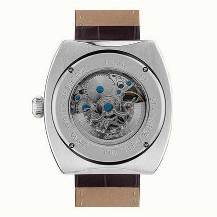 Orologio da uomo Ingersoll The Michigan con cinturino in pelle marrone e quadrante scheletrato bianco automatico I13302