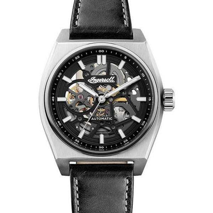 Orologio da uomo Ingersoll The Vert con cinturino in pelle scheletrato quadrante nero automatico I14301
