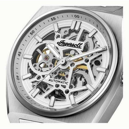 Orologio da uomo automatico I14303 Ingersoll The Vert in acciaio inossidabile con quadrante bianco scheletrato