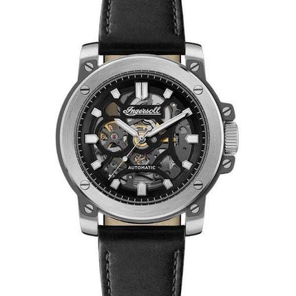Orologio da uomo Ingersoll The Freestyle con cinturino in pelle e quadrante nero scheletrato automatico I14401
