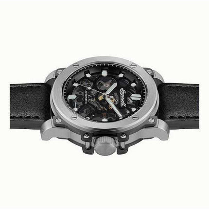 Orologio da uomo Ingersoll The Freestyle con cinturino in pelle e quadrante nero scheletrato automatico I14401