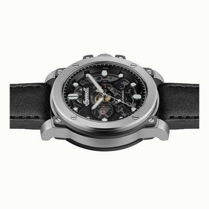Orologio da uomo Ingersoll The Freestyle con cinturino in pelle e quadrante nero scheletrato automatico I14401