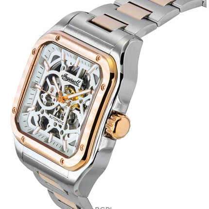 Orologio da uomo Ingersoll The Ollie in acciaio inossidabile bicolore con quadrante scheletrato grigio, automatico I14502