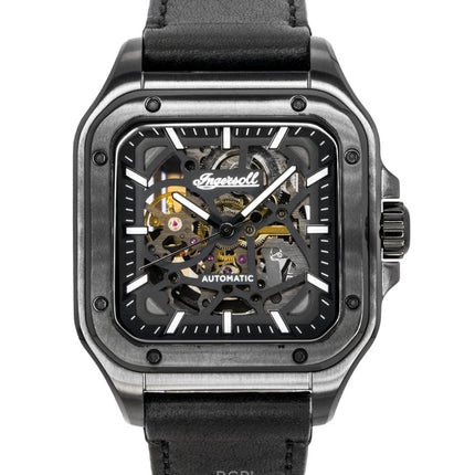 Orologio da uomo Ingersoll The Ollie con cinturino in pelle e quadrante scheletrato nero, automatico I14504