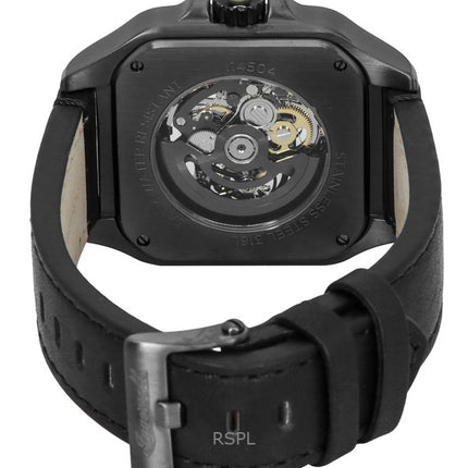 Orologio da uomo Ingersoll The Ollie con cinturino in pelle e quadrante scheletrato nero, automatico I14504