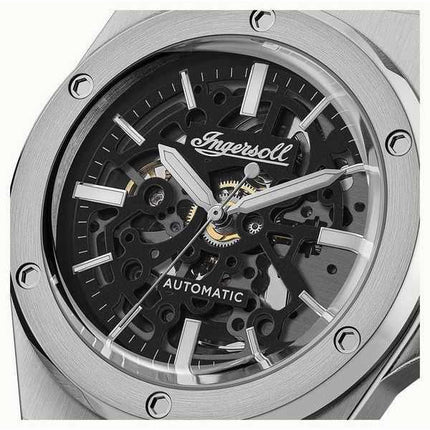 Orologio da uomo Ingersoll The Baller in acciaio inossidabile con quadrante scheletrato nero automatico I15002