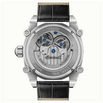 Orologio da uomo Ingersoll The Varsity Sun And Moon Phase cinturino in pelle quadrante grigio scheletro automatico I15402
