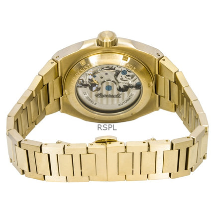 Orologio da uomo Ingersoll The Spirit in acciaio inossidabile color oro con quadrante scheletrato verde automatico I15803