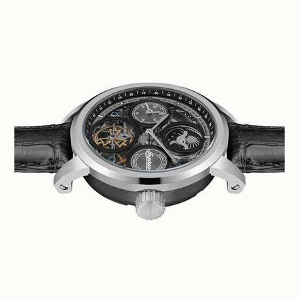 Orologio da uomo Ingersoll The Arc Moon Phase cinturino in pelle quadrante scheletrato nero automatico I16001