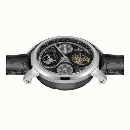 Orologio da uomo Ingersoll The Arc Moon Phase cinturino in pelle quadrante scheletrato nero automatico I16001