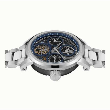 Orologio da uomo Ingersoll The Arc Moon Phase in acciaio inossidabile con quadrante scheletrato blu automatico I16003