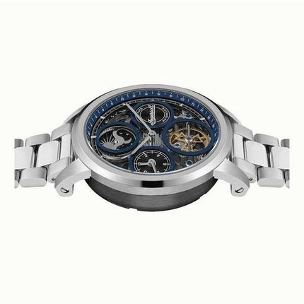 Orologio da uomo Ingersoll The Arc Moon Phase in acciaio inossidabile con quadrante scheletrato blu automatico I16003