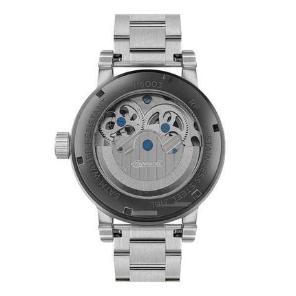 Orologio da uomo Ingersoll The Arc Moon Phase in acciaio inossidabile con quadrante scheletrato blu automatico I16003