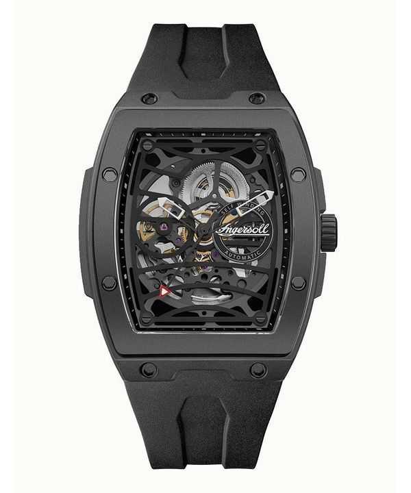 Orologio da uomo Ingersoll The Rim con cinturino in poliuretano e quadrante scheletrato nero automatico I16201