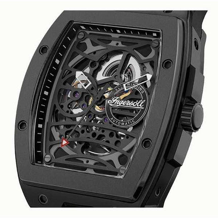 Orologio da uomo Ingersoll The Rim con cinturino in poliuretano e quadrante scheletrato nero automatico I16201